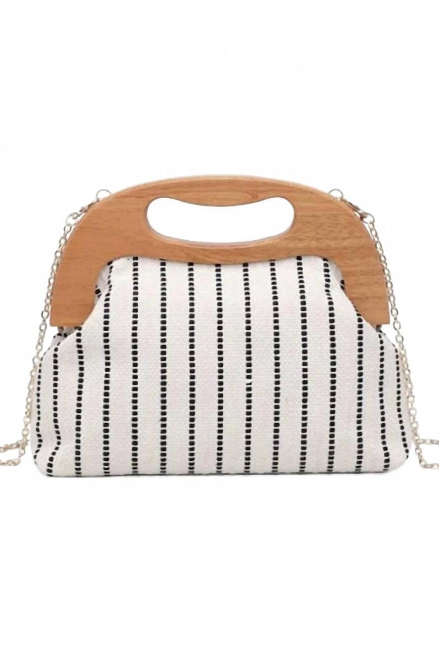 NEW JOIA women's society woven bag in black stripe